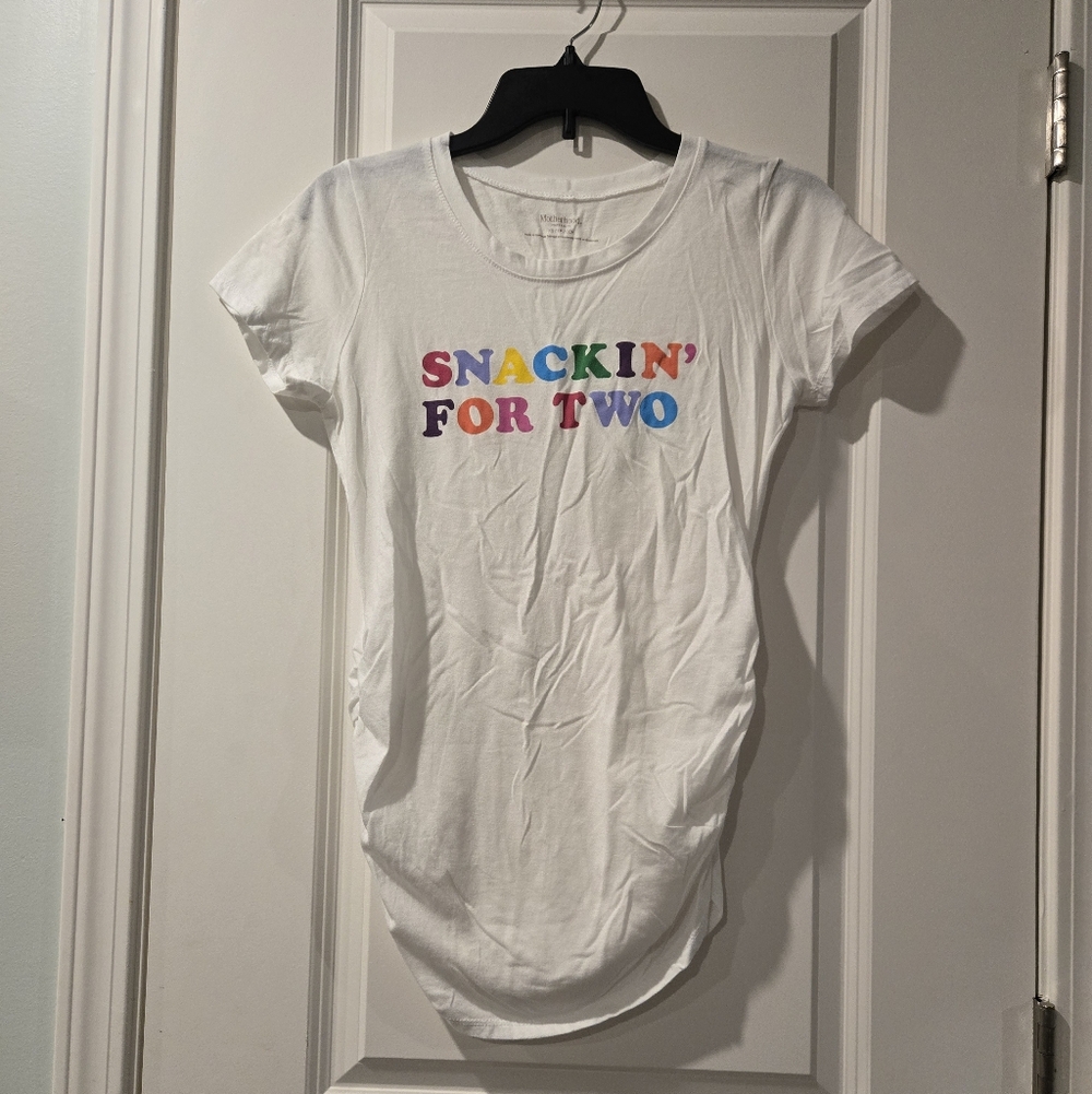 Motherhood Maternity White 'Snackin' For Two' Maternity T-Shirt Size XS